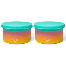 : Silicone 20oz Lidded Bowls: 2 Pack Aurora - Unbreakable Flexible Sustainable