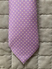 Lavender tie, mini floral printed pattern, 100 silk, Made in USA