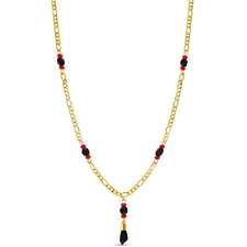 Gold Plated Black Figa Hand Simulated Azabache Evil Eye Protection Necklace 21"