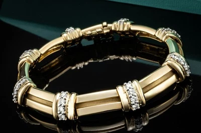 Tiffany & Co Armband Gliederarmband Diamanten in Gelbgold 750 mit Platin Schmuck - Bild 1 von 4
