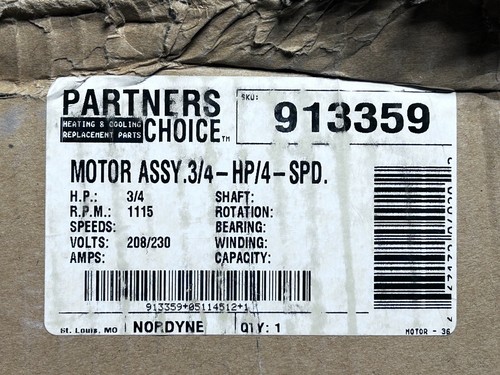 Emerson K55HXJNH-9227, 4 Speed Blower Motor 3/4 HP, 230V, Nordyne 913359, 621370 - Picture 4 of 4