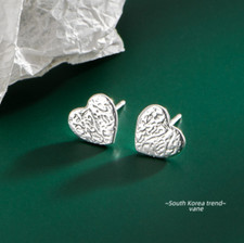 Women Solid Sterling Silver Heart Stud Post Earrings 9x9mm Gift Box I75