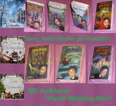 In FOLIE Harry Potter Bücher 1-7 zur Auswahl + ''Frohe Weihnachten'' Aufkleber