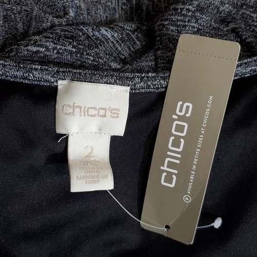 Chicos Dress Womens 2 Large Gray Heathered Surplice Stretchy Faux Wrap - Picture 9 of 13