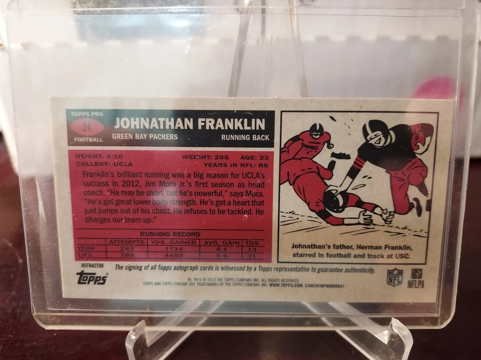 2013 Topps Chrome 1965 Design Mini Refractor Auto Johnathan Franklin Rookie RC - Image 3 of 3