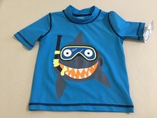 NWT Carter's Shark Rash Guard Shirt Top Boy UPF 50 Blue