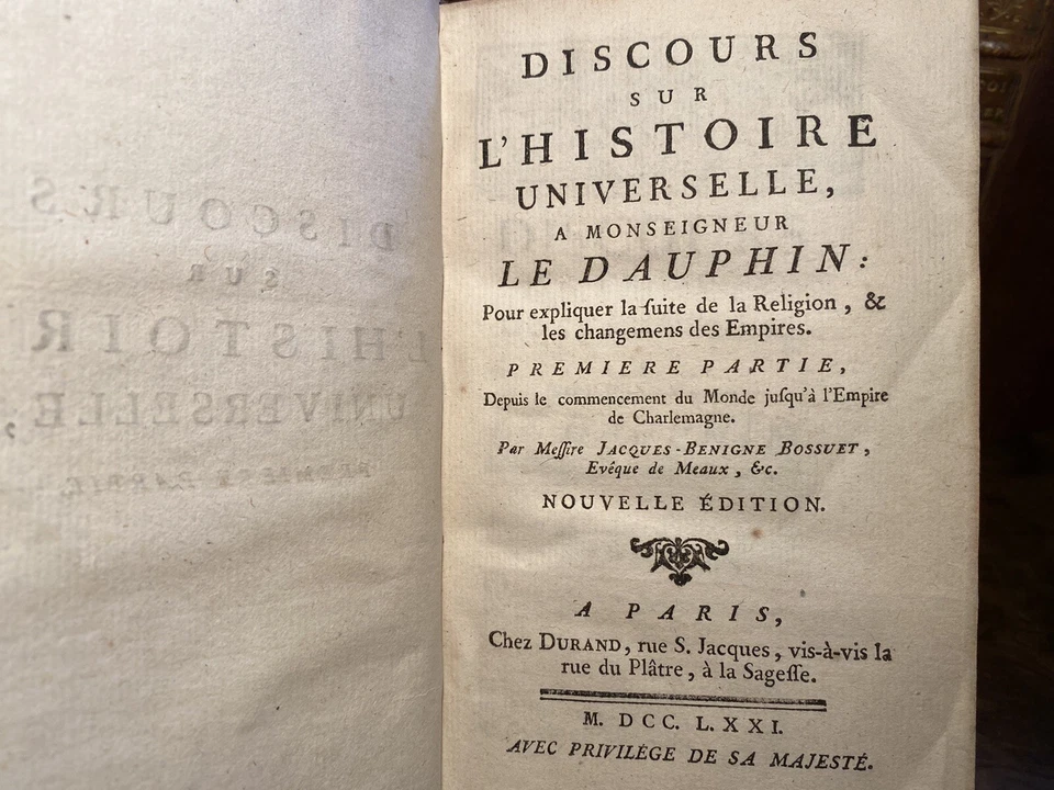 Discours sur l'Histoire Universelle. Bossuet. 2/2. 1771 - Photo 3/4