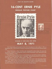 #1398 16c Ernie Pyle Writer Stamp Poster- Unofficial Souvenir Page Folded MC