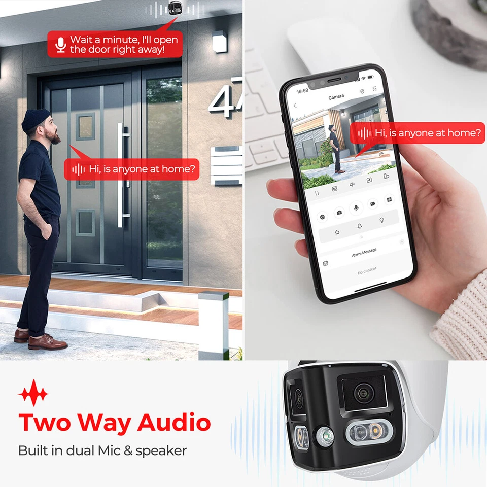 Cámara IP Valucam 8 MP Panorámica 2 Lén 180° POE 4K Bala/Torreta Sonido y Luz Foto 4 de 4