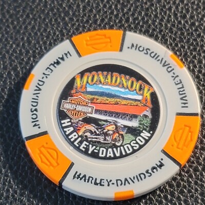 MONADNOCK HD ~ NEW HAMPSHIRE (Gray/Orange Full Color) Harley Davidson Poker Chip