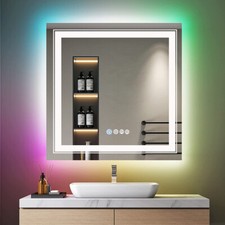 Extra Large RGB Dual Illuminated Bathroom Vanity Mirror with Demister Dimmer