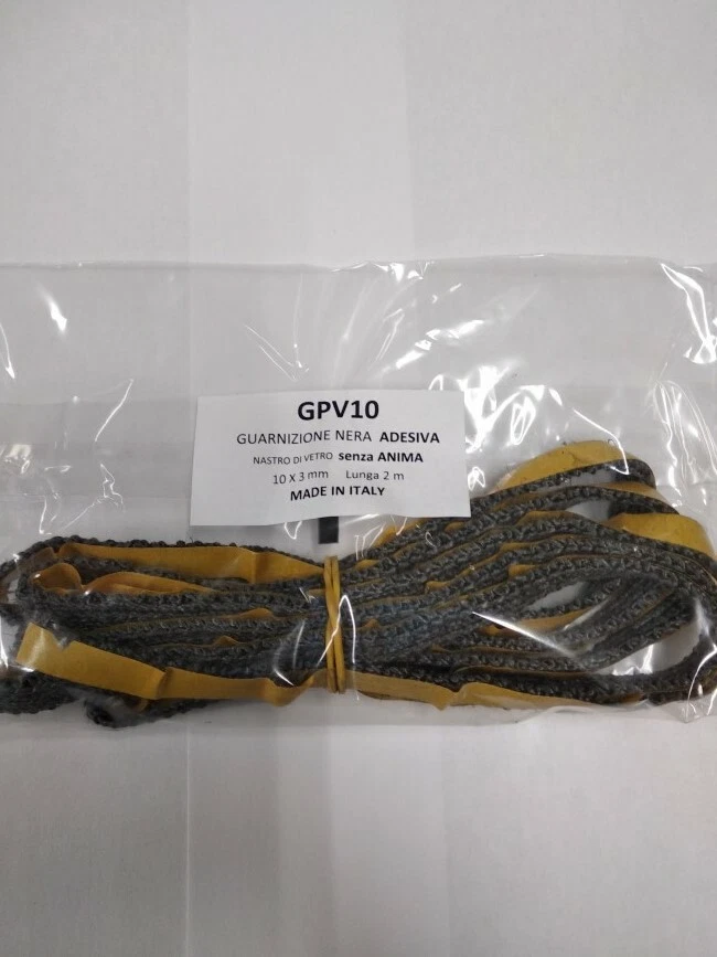 GUARNIZIONE ADESIVA PER VETRO STUFA A PELLET LUNGHEZZA 2m Ø 10X3 mm - Immagine 2 di 2