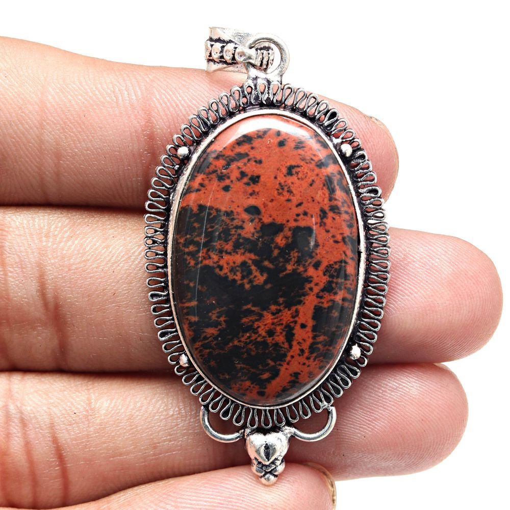 Mahogany Obsidian Gemstone Necklace Gift For Her 2.25 Inch Jewelry-image