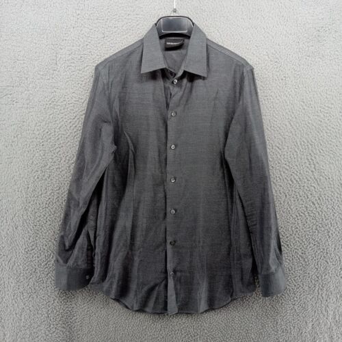 Emporio Armani Shirt Mens Small Charcoal Gray Twill Designer Slim