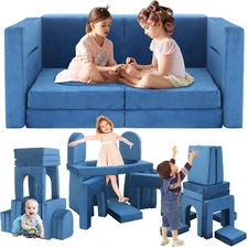 Kids Couch Play Set, 10 PCS Modular Kids Sofa Couch Indoor Couch Playhouse Gift
