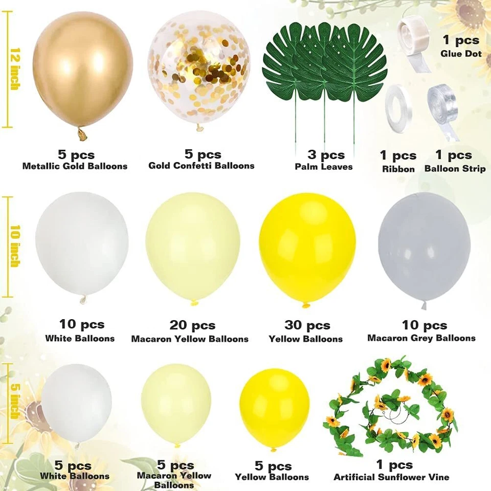 Guirnalda de globos de girasol boda cumpleaños decoración baby shower globos arco kit Foto 2 de 4