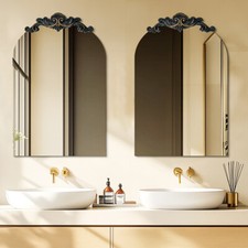 60x90cm Arched Wall Mirror Vintage Wood Bathroom HD Vanity Mirror Over Fireplace
