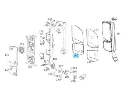 New Genuine Mercedes-Benz Actros Cover Outside Rear View Mirror 