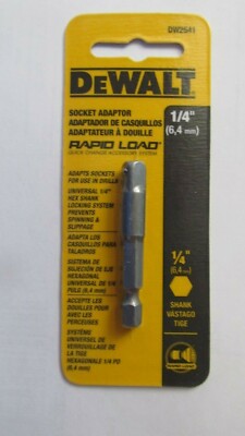 Dewalt 1/4'' Socket Adapter.  1/4'' shank  Lot of 3 pieces # DW2541  NEW