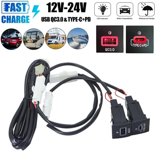 Pour Jetta MK6 2010-14 Golf 5 2006-13 Scirocco 08-14 USB QC3.0 Chargeur PD Kit NEUF - Photo 3 sur 9