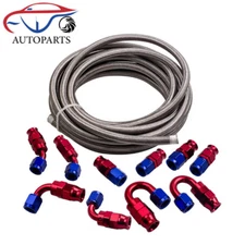 10/20ft 6AN 8AN 10AN Stainless Steel PTFE Fuel Line Kit E85 +10 End Hose Fitting
