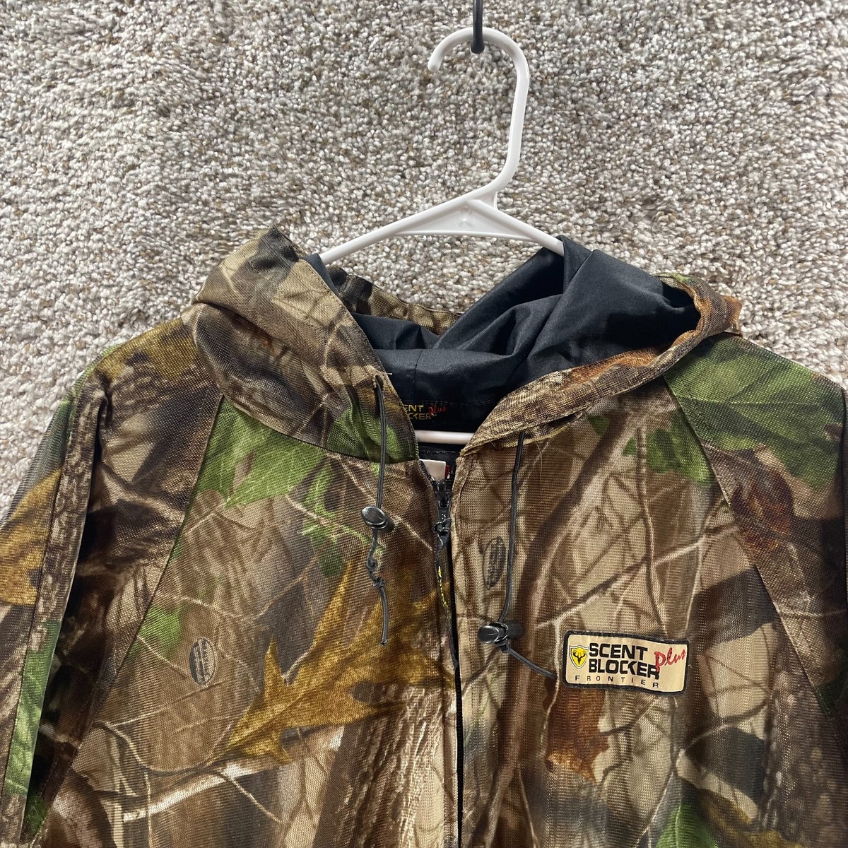 Scent Blocker Plus Frontier Jacket Mens Large Camo Hooded Hunting Real Tree  Camo
