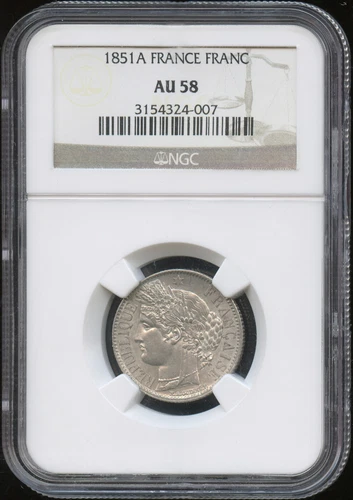 Iind Republic (1848-1852) 1 Franc Cérès 1851 Paris NGC IN The 58