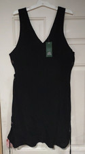 Wild Fable Women's Black Pullover Sleeveless V-Neck Mini Dress with Tie Sz L