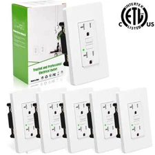 6 Pack 20AMP GFCI GFI Safety Outlet Receptacle w/ Wall Plate LED Indicator TR WR