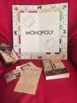 1937 Monopoly Game Complete With Wooden Houses And Hotels, Red
