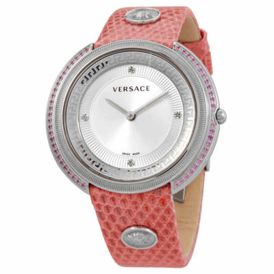 Versace Women s Thea Silver Dial Pink Lizard Watch - VA7070013 ($2395 MSRP)
