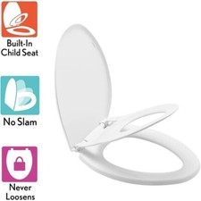 Toilet Seat with Built-In Toddler Potty Training Seat Slow Close Easy To Install