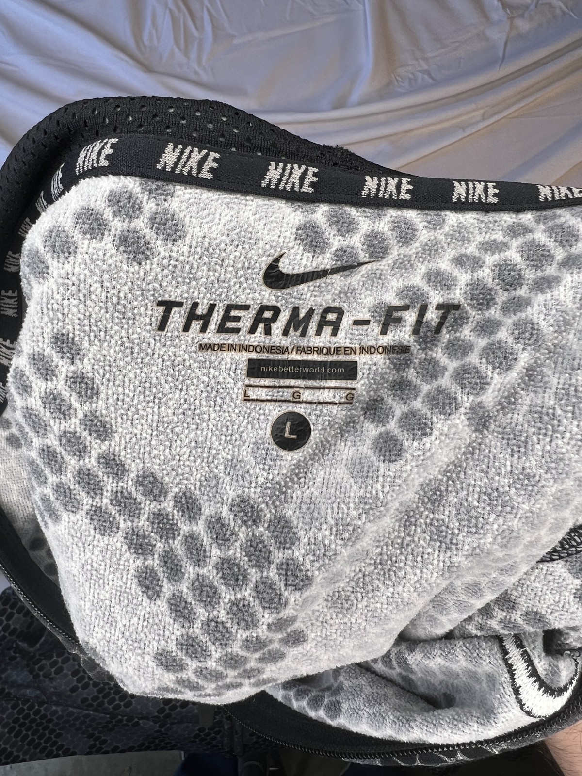 SACAI X NIKE Nike Therma Fit Felpa con Cappuccio Giacca Uomo Large Grigio Nero Esagonale Mimetica Full Zip Atletica