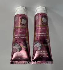 Bath & Body Works STRAWBERRY SNOWFLAKES Shea Butter Hand Cream 2Pc Set NEW