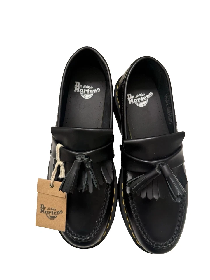 NWOB Doc Martens Black Leather Adrian Quad Tassel Loafers Men's 9/ Wns 10 - Image 3 of 4
