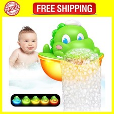 Dinosaur Baby Bath Toys Light Up Bath Bubble Machine with Colourful Light Bat...