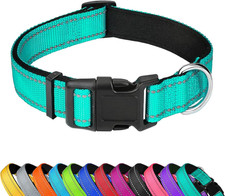 Reflective Dog Collar, Adjustable Soft Neoprene Padded Nylon Pet Collars with Bu
