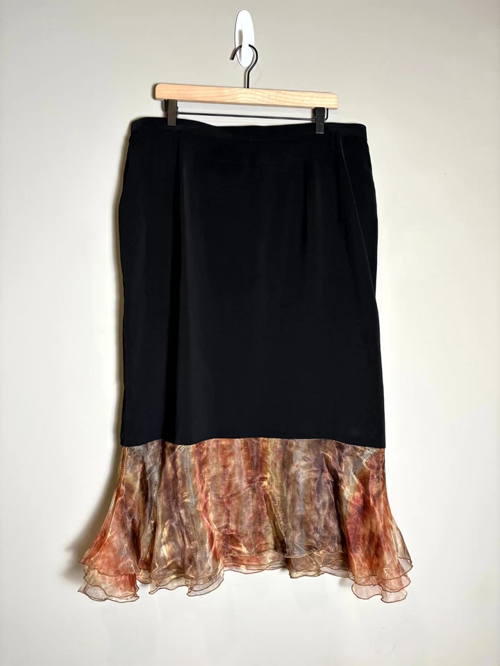 Conjunto de traje falda forrada madura con volantes con cuentas florales Louise Ricci para mujer talla 20 Foto 4 de 4