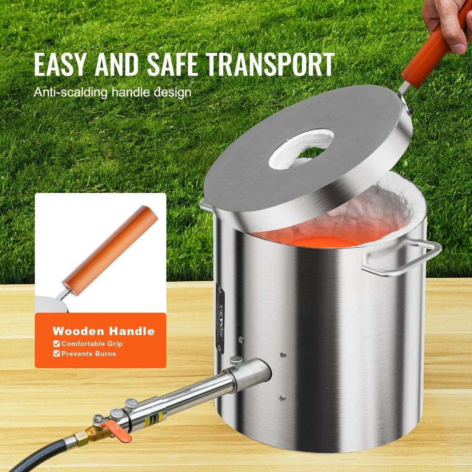 Horno de fusión de metal propano 8 kg duradero de acero inoxidable con mango de madera Foto 4 de 4
