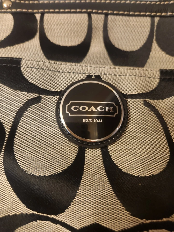 COACH Black Woven Jacquard Diaper Bag/computer tote With Crossbody Strap  - Image 2 of 4