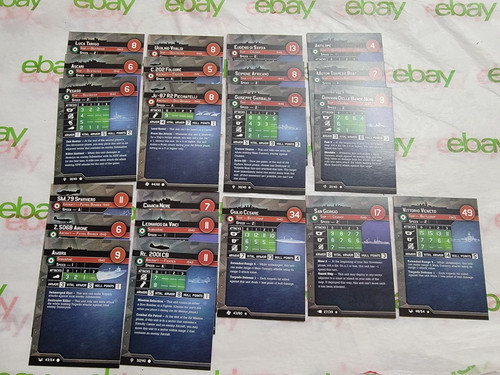 Axis Allies War at Sea Miniatures Italian Italy 21 Different CARDS ONLY