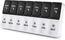Large Pill Organizer 2 Times a Day, Weekly Box Per AM PM Case, Day Night