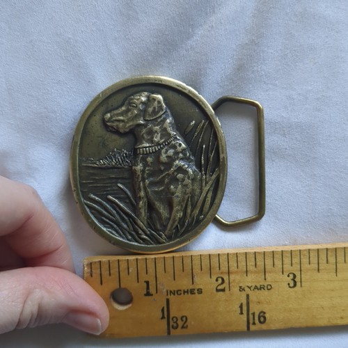 Vintage 1977 Indiana Metal Craft Labrador Retriever Dog Belt Buckle S97 Fits 1 ½ - Picture 2 of 8