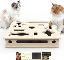 Cat Scratch Puzzle Enrichment Box, Large Solid Wood Construction Cat Nail File E