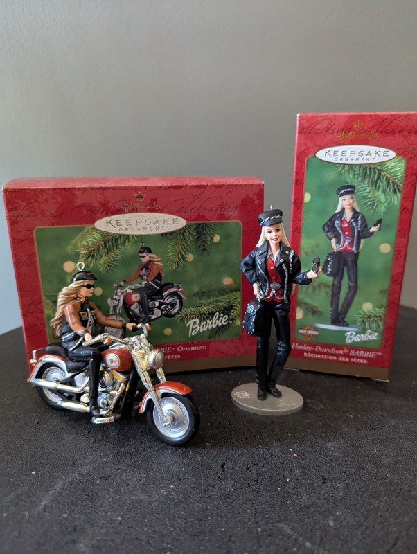 HALLMARK HARLEY DAVIDSON BARBIE ORNAMENTS! 2000 & 2001! MIB!
