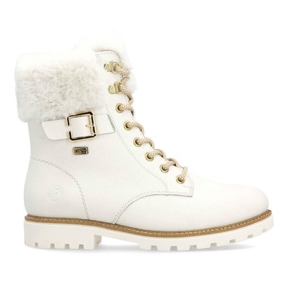 Women's leather ankle boots waterproof workers white Remonte D8481-80