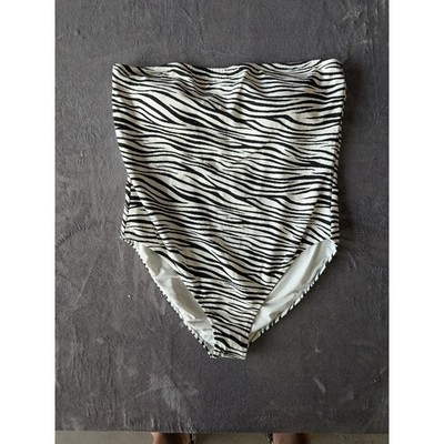 J.Crew Zebra Print Strapless One Piece Swimsuit Size 20 CI254 White Black NEW