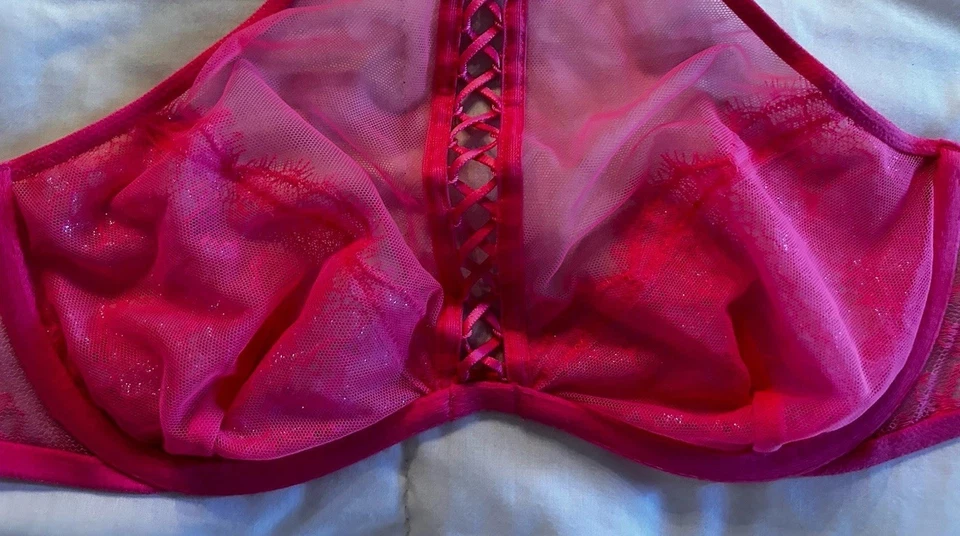 🩷NWOT Victoria’s Secret Very Sexy Halter Neck Sheer Mesh Bralette-Pink-Size S - Image 4 of 4