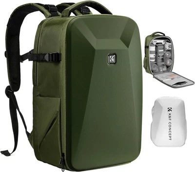 Green and Tan Canvas Camera Backpack || Photography Backpack for Women or Men Canvas Waterproof Mens Large Nikon Camera Backpack Canon  main image 3