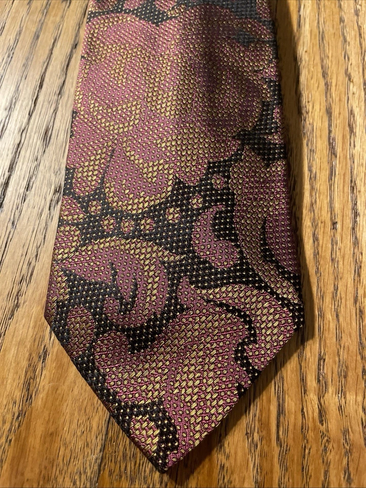 复古二手状况完好 Louis Feraud 编织丝绸花卉佩斯利领带法国制造 — 第 2/4 张图片